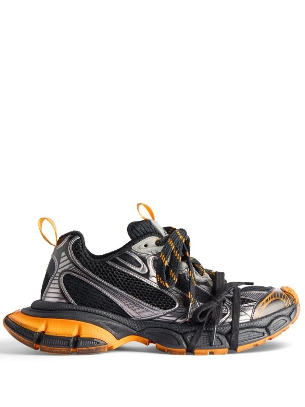 3XL panelled 黑橙色运动鞋