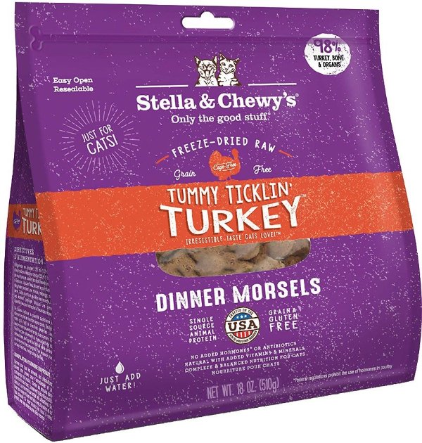 Tummy Ticklin' Turkey Dinner Morsels Freeze-Dried Raw Cat Food, 18-oz bag - Chewy.com