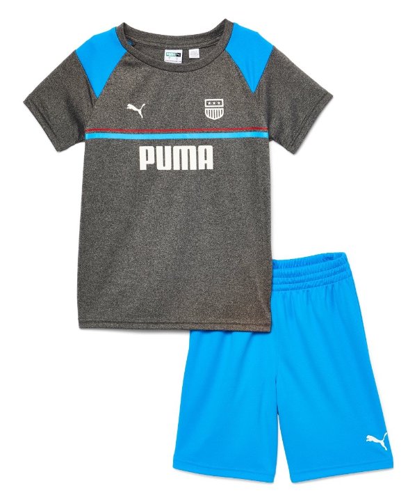 Charcoal Heather Performance Tee & Blue Shorts - Toddler & Boys