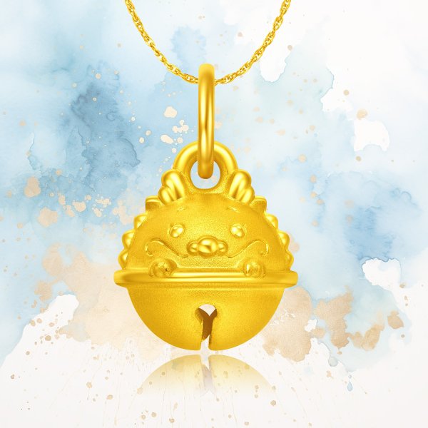999 Pure 24K Gold Year of Dragon Dragon Bells Pendant