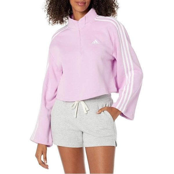 adidas Women's Essentials 3-Stripes Fleece Quarter-Zip