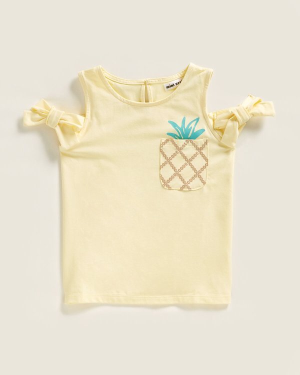(Girls 4-6x) Cold Shoulder Pineapple Top