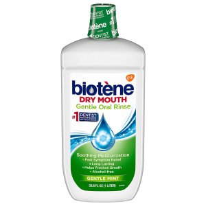 Biotene Gentle Oral Rinse Mouthwash for Dry Mouth, Breath Freshener and Dry Mouth Symptom Relief, Gentle Mint - 33.8 fl oz