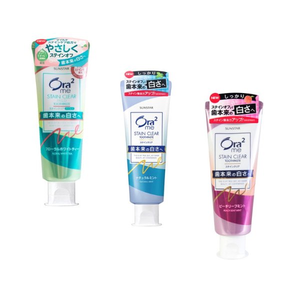 [Combo] SUNSTAR ORA2 Stain Removal Teeth Cleaning Toothpaste Peach Mint Flavor x1