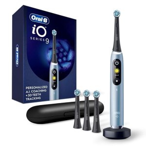 Oral-BiO Series 9 Electric Toothbrush with 4 Brush Heads, Aqua Alabaster