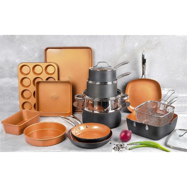 Professional Ti-Ceramic Hard Anodized Ultimate Nonstick 20-Piece Cookware Set