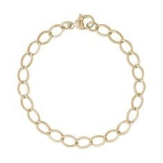 Yellow Gold Dapped Curb Link Classic Charm Bracelet
