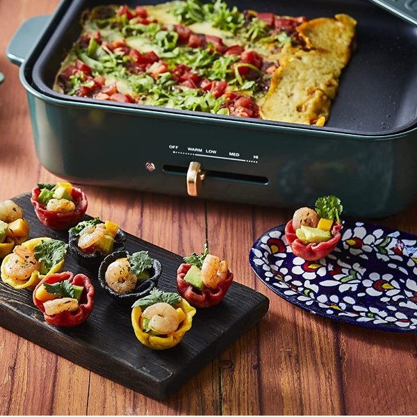 Compact Hot Plate Electric Griddle Multifunctional Electric Skillet 120VIndoor GrillTakoyaki Hotpot and Steamer Multi-color North American Authorization Dealership (cactus green)