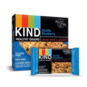 KIND Healthy Grains Bars, Vanilla Blueberry, Gluten Free, 1.2 oz, 5 Count (6 Pack)