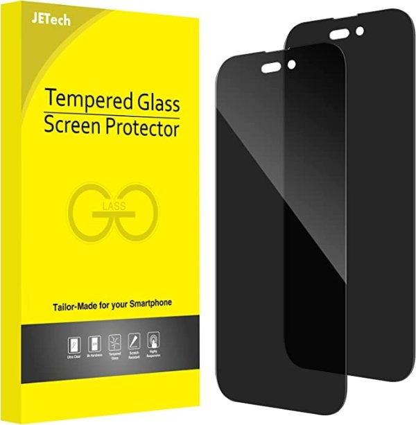Privacy Full Coverage Screen Protector for iPhone 14 Pro 6.1-Inch, Anti-Spy Tempered Glass Film, Edge to Edge Protection Case-Friendly, 2-Pack