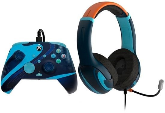 PDP- Blue Tide Bundle Pack: REMATCH GLOW Advanced Wired Controller & AIRLITE GLOW Wired Headset: Xbox Series X|S, XBOne, & PC