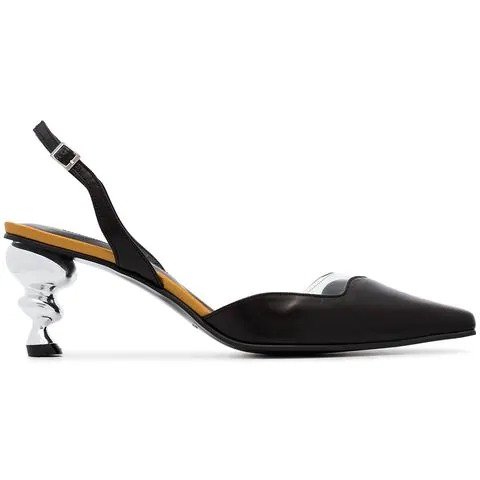black Lissom 70 slingback metal heel pumps