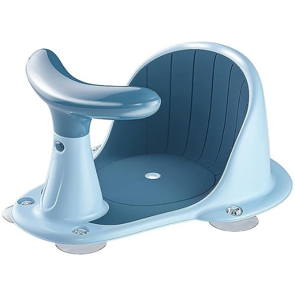 Baby Bath Seat with Thermometer, Portable Toddler Child Bathtub Seat for 6-18 Months,Blue