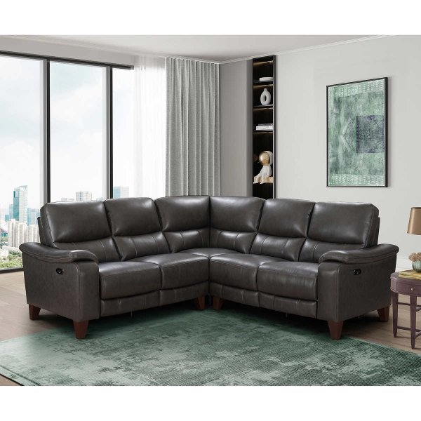 Heights Leather Power Reclining Sectional with Power Headrests