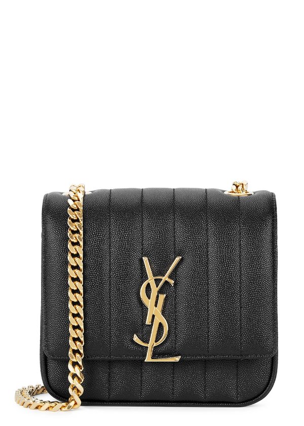 Vicky small black leather cross-body bag