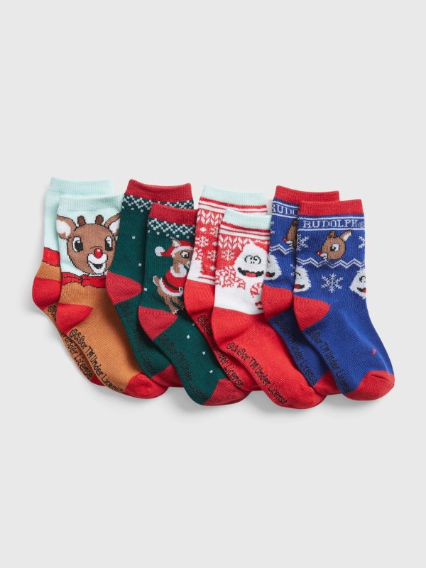 Toddler Rudolph Graphic Socks (4-Pack)
