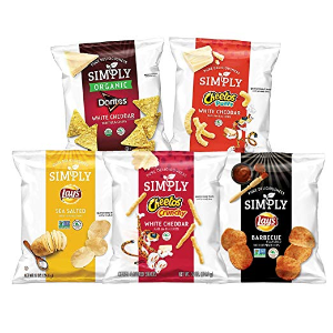 Simply Brand Organic Doritos Tortilla Chips, Lay's Potato Chips, Cheetos Puffs, Variety Pack, 0.875 Ounce Bags (36 Count)