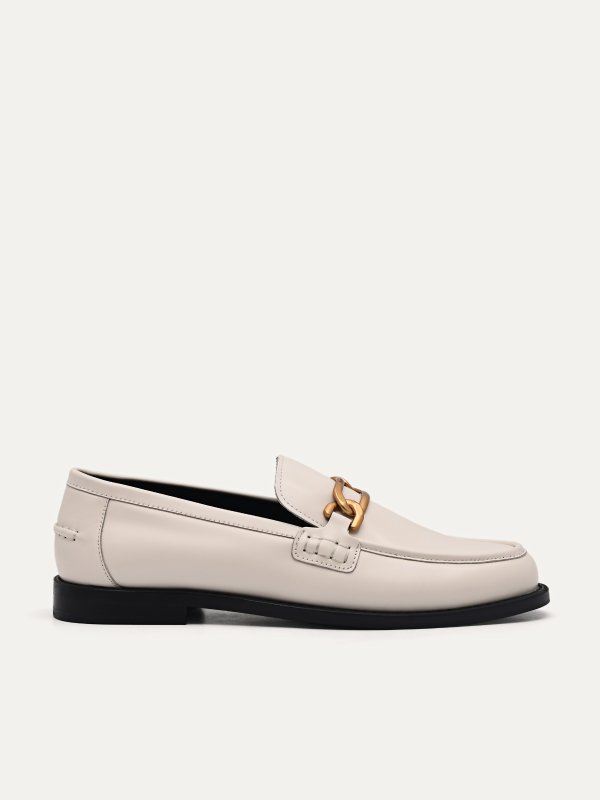 PEDRO Studio Leather Penny Loafers - Chalk