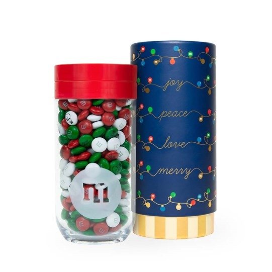 Personalizable M&M’S Gift Jar in Holiday Gift Tube