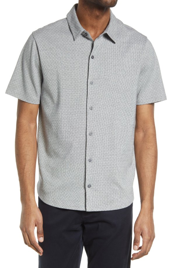 Micro Dot Short Sleeve Button-Up Shirt