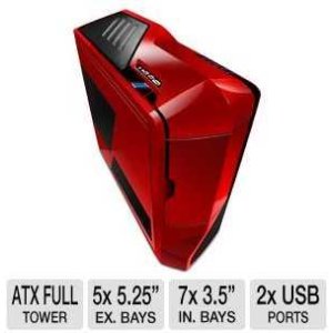 NZXT Phantom Enthusiast Full Tower - 5 x 5.25" Drive Bays, 7 x 3.5" Drive Bays, 7 x Exp Slots, 2 x USB Ports, 2 x Audio Ports, 1 x eSATA Port, Red - PHAN-001RD