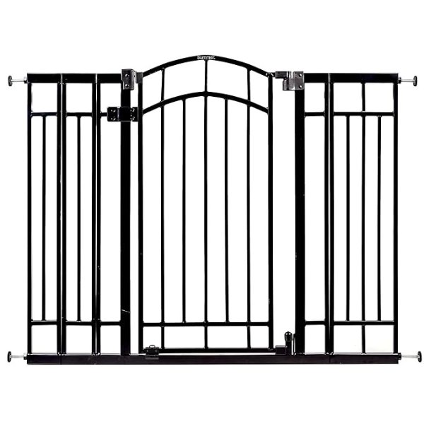 Summer Multi-Use Decorative Extra Tall Walk-Thru Baby Gate, Fits Openings 28.5-48 Inch (Pack of 1), Black Metal, for Doorways and Stairways, 36" Tall Baby and Pet Gate, Black, One Size