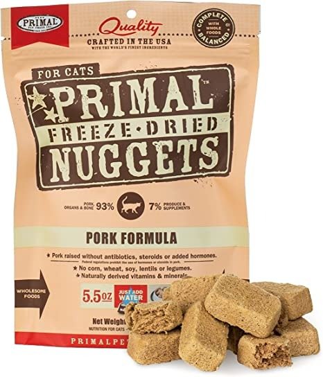 Freeze Dried Cat Food Nuggets, Pork Formula (5.5 & 14 oz) - Raw Kitten Food, Organic Produce, Grain Free
