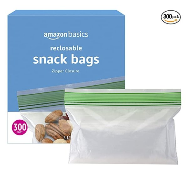 Hefty Basics Zipper Snack Bags, 50-Count
