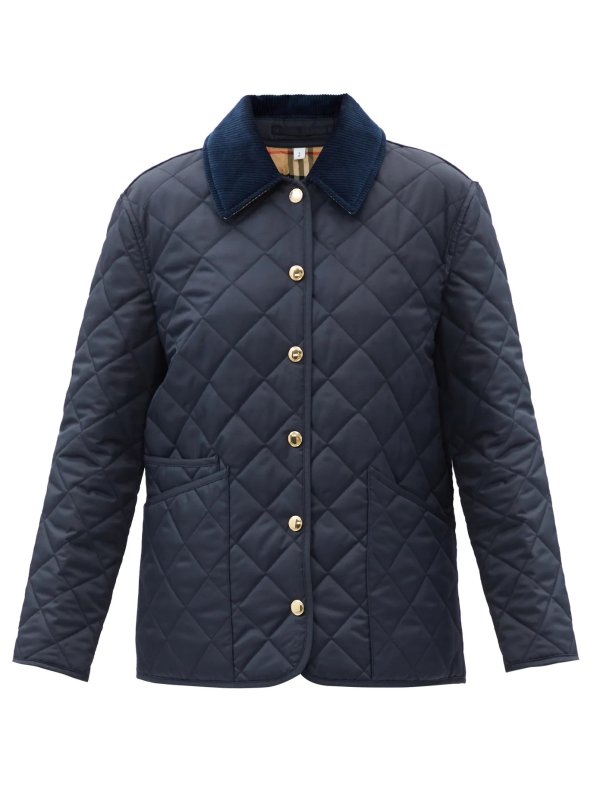 Dranefield corduroy-collar quilted jacket
