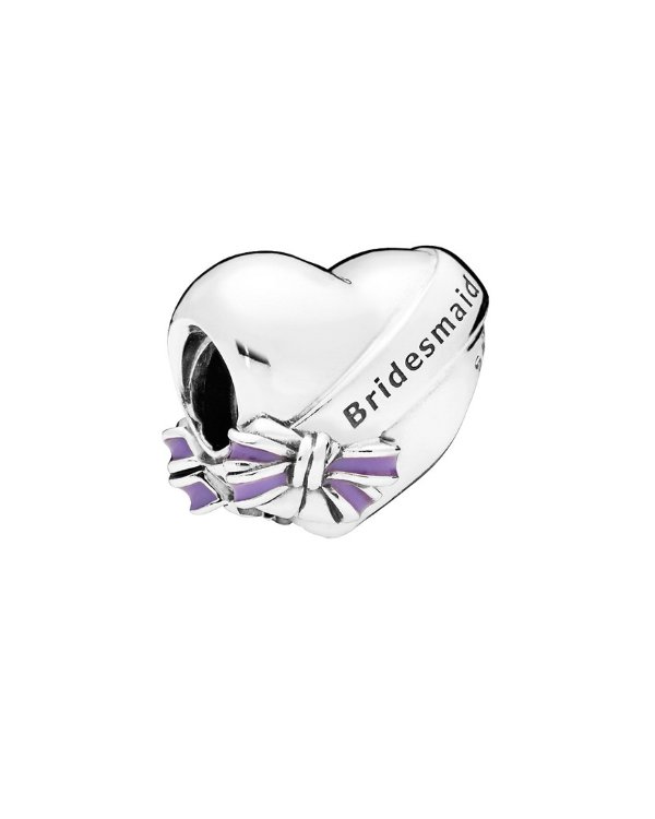Silver & Purple Enamel Best Bridesmaids Charm