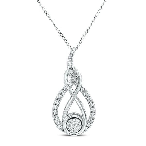 1/4 CTW Twisted Diamond Infinity Drop Pendant in 14K White Gold