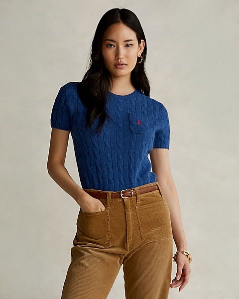 Cable Short-Sleeve Sweater