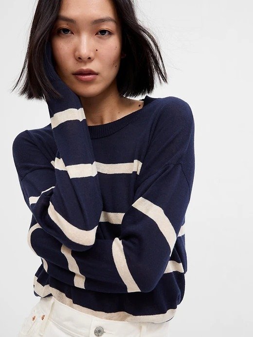 Stripe Linen-Blend Sweater