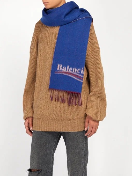Logo-jacquard wool-blend scarf | Balenciaga | MATCHESFASHION US