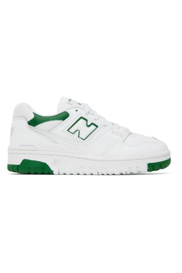 White & Green 550 Sneakers