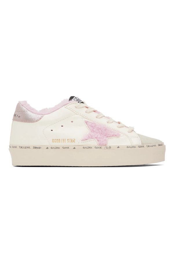 White & Pink Hi Star Low-Top Sneakers