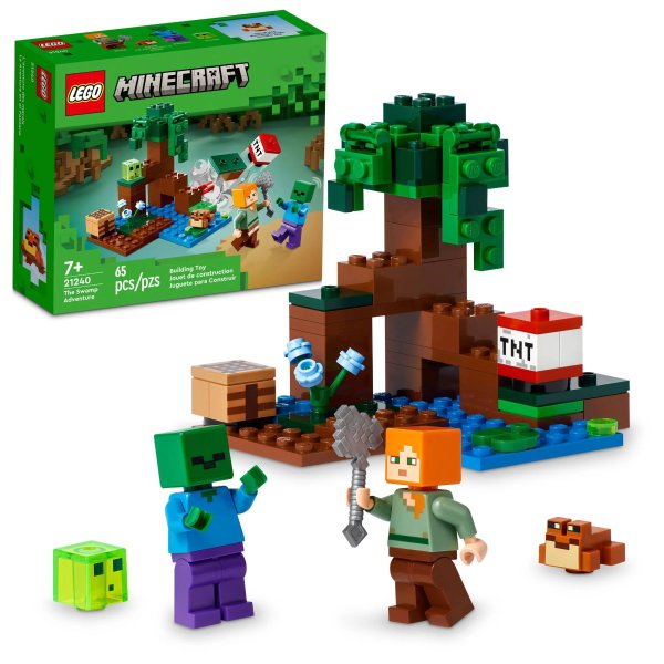 Minecraft The Swamp Adventure Set, Creative Toy with Crafting Table, Mangrove Tree and Alex Figure, Great Gift for Kids, 21240