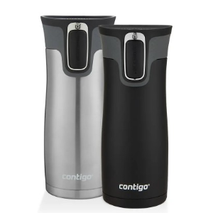 Contigo 旅行保温杯 20oz 黑色和银色不锈钢 2件装