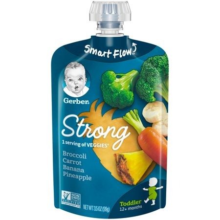 Strong Toddler Food, Broccoli Carrot Banana Pineapple, 3.5 oz. Pouches (Pack of 6)