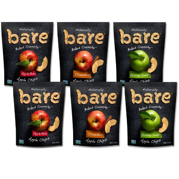 Baked Crunchy Apple Chips, Variety Pack, Gluten Free, 1.2 Ounce/1.4 Ounce Bag, 6 Count