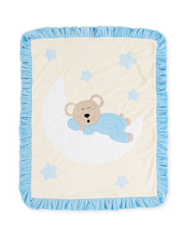 Goodnight Teddy Baby Blanket, Blue
