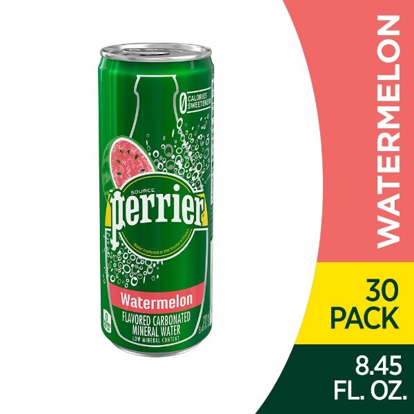Watermelon Flavored Carbonated Mineral Water, 8.45 fl oz. Slim Cans (30 Count)