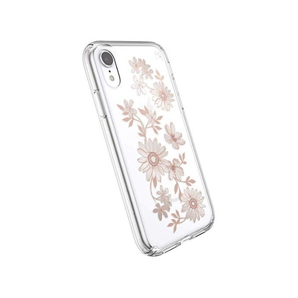 Products Presidio Clear + Print iPhone XR Case, FairytaleFloral Peach Gold/Clear