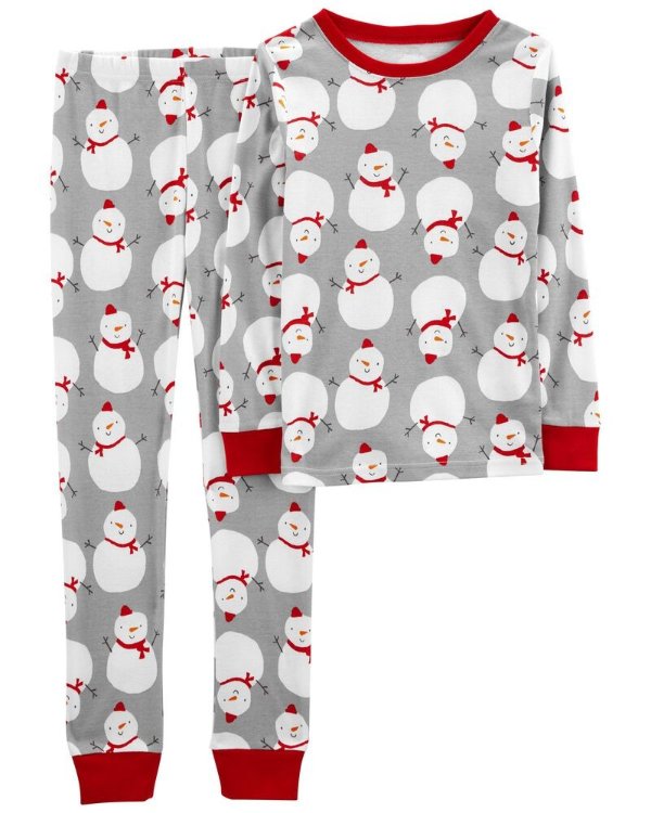 2-Piece Snowman 100% Snug Fit Cotton PJs