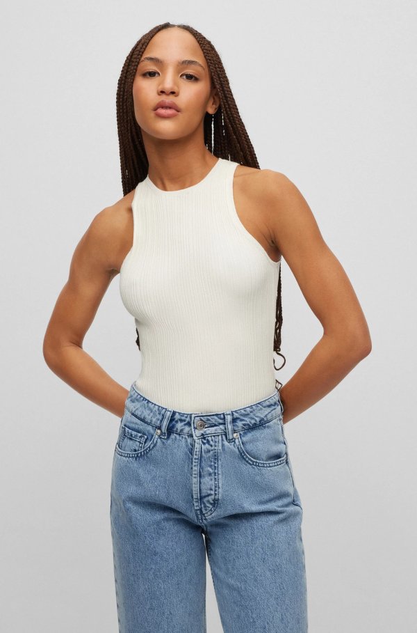 Slim-fit ribbed top with racer back