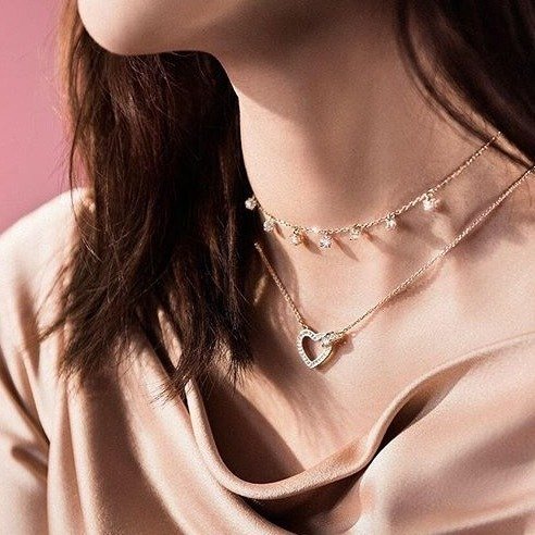 White Lovely Necklace - Rose Gold Plating