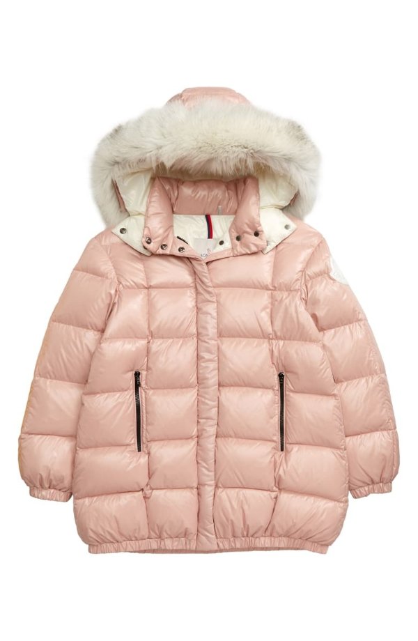 Parana Quilted Hooded Down Jacket with Genuine Fox Fur Trim
