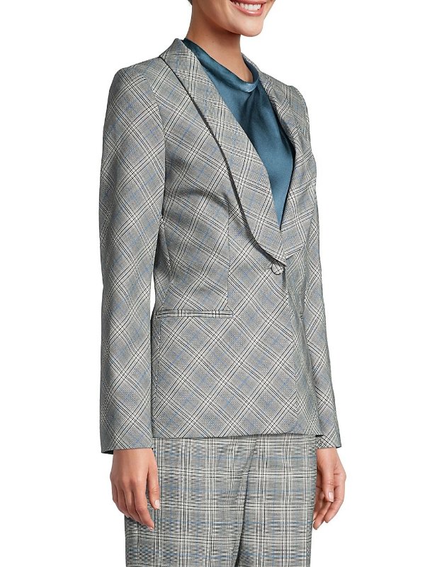 Double-Breasted Plaid Suiting Jacket