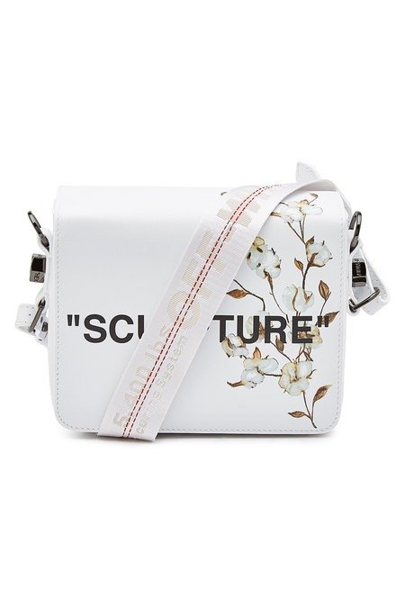 - Cotton Flower Flap Leather Shoulder Bag