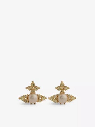 VIVIENNE WESTWOOD JEWELLERYFeodora brass and faux-pearl earrings